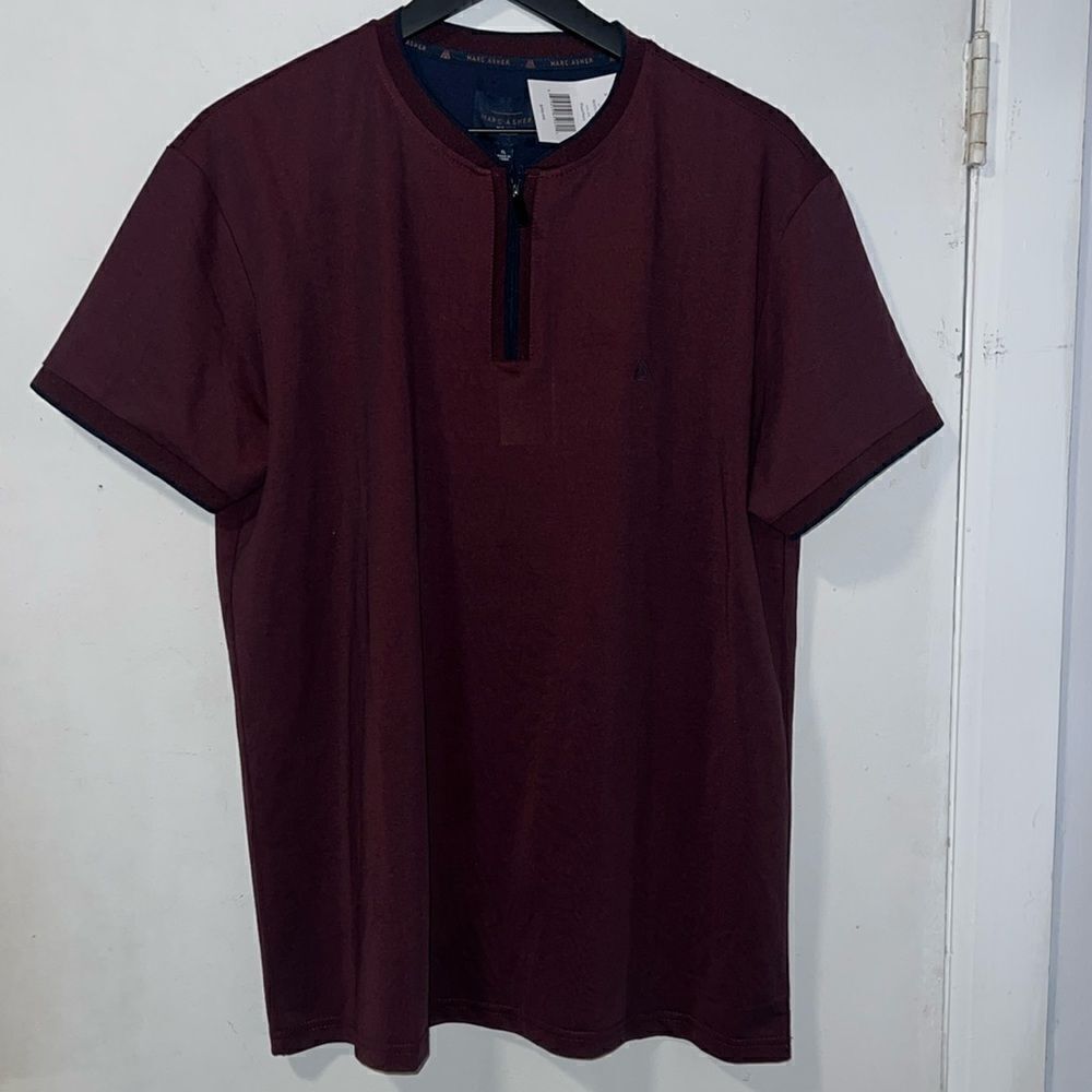 MARC ASHER Plum Navy 1/4 Zip T Shirt-XL NWT